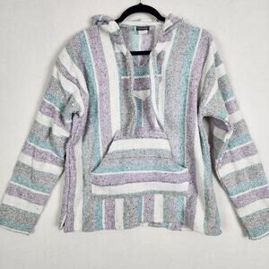 Earthbound Mexican Baja Hoodie Pullover Pancho Unisex Made In Mexico 34/36 Small